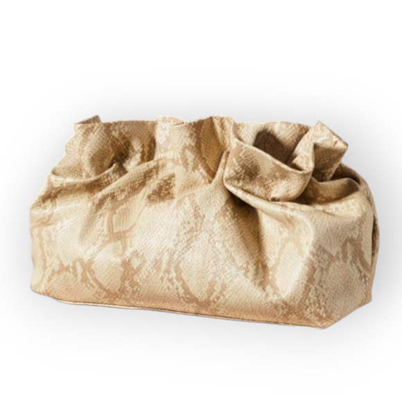 Anthropologie Dark Green Faux Leather Pouch Clutch Bag Convertible Puffy Soft - Picture 14 of 15